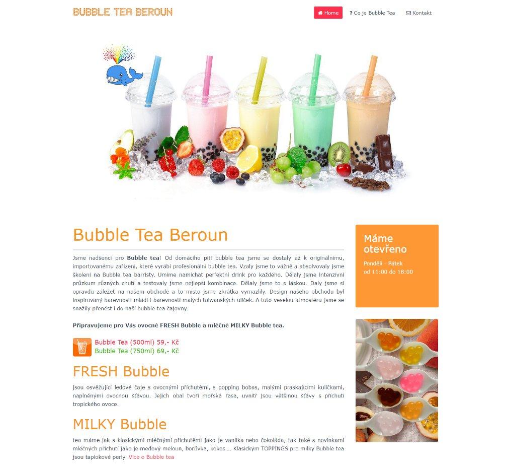 Webové stránky Bubble Tea Beroun